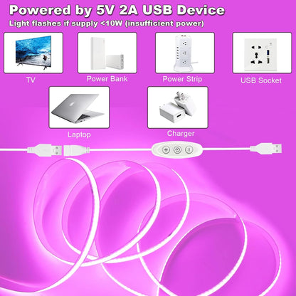 Pink LED Strip Lights - Dimmable